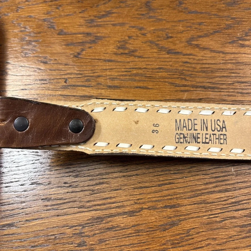 Vintage Hand Tooled Leather Belt Name 